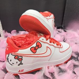 Hello Kitty Custom Red & White Nike forces